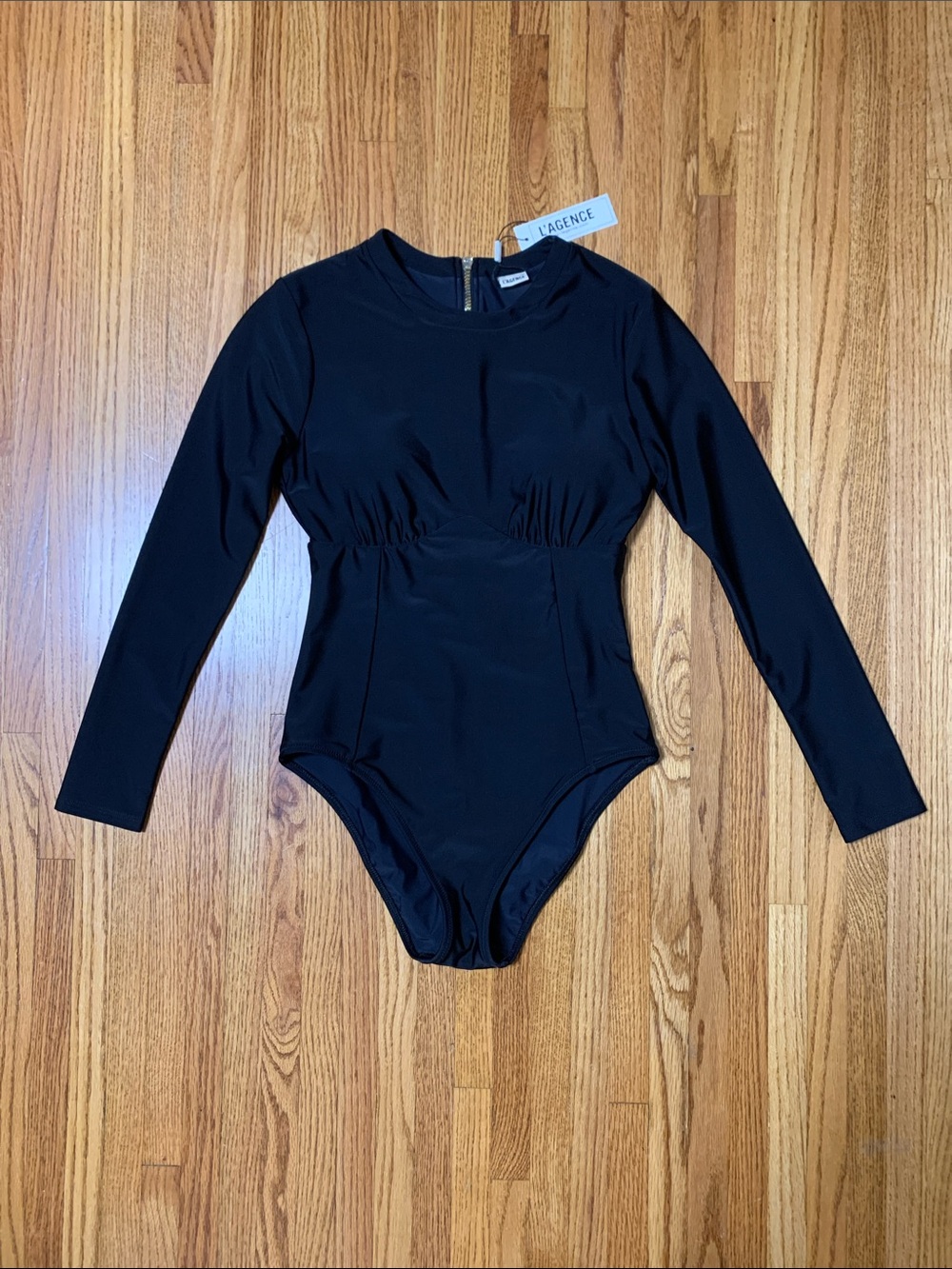 L’AGENCE swimsuit - black long sleeve one piece lambert paddlesuit w underwire